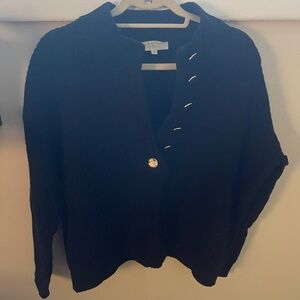 Sezane Black Knit Sweater with Gold Buttons - Medium